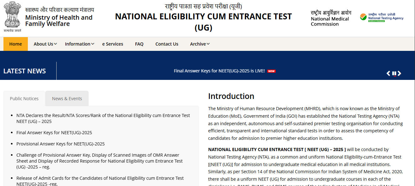 neet ug direct link here